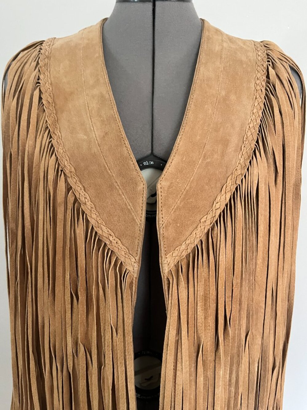 Forever 21 Sz M Light Brown Suede Leather Open Front Fringe Vest - Picture 5 of 12